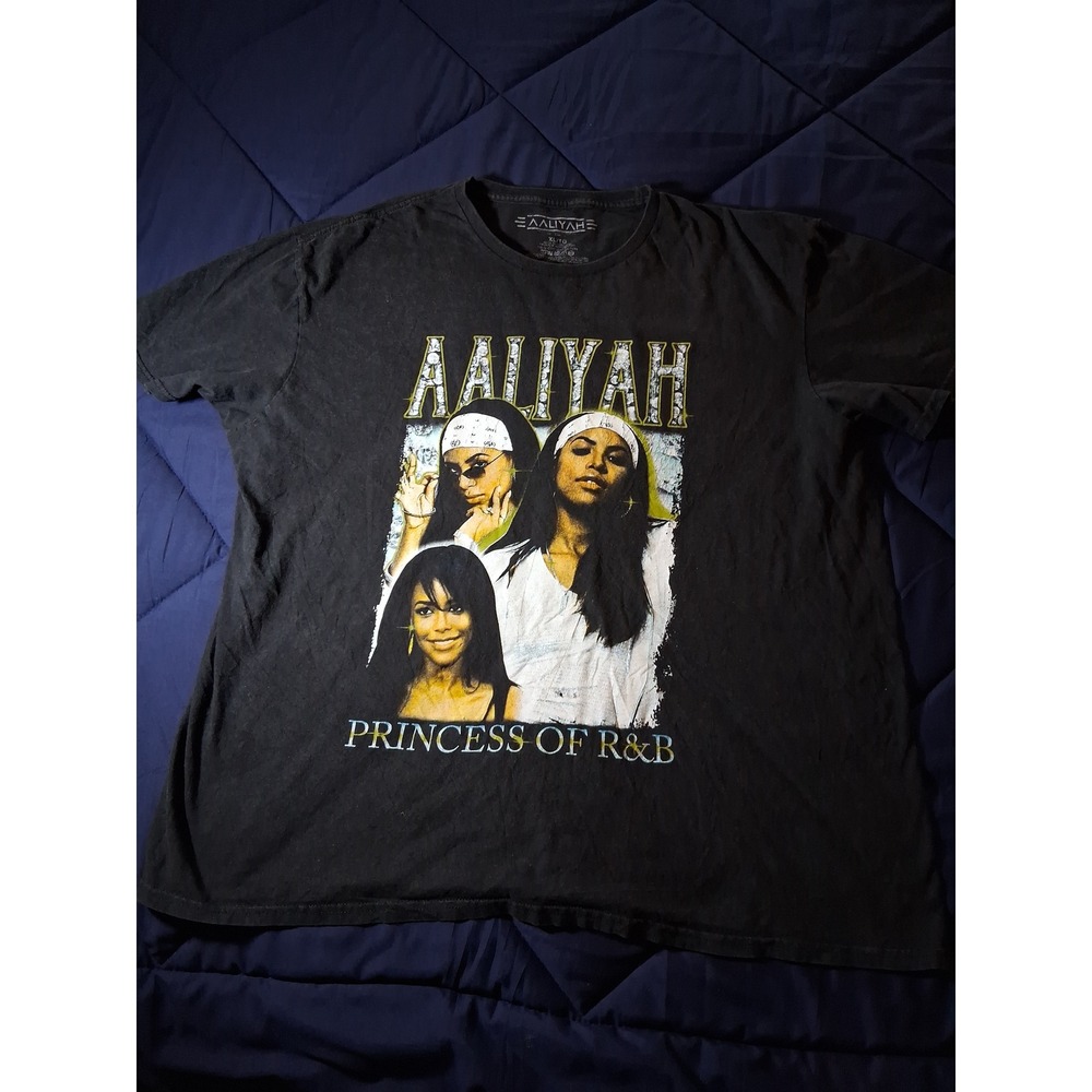 Aaliyah Princess of R&B‎ Graphic T-Shirt Mens XL Black Short Sleeve Music Tee